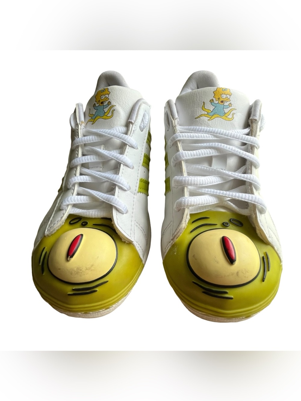 Adidas x The Simpsons Superstar Maggie Kids Size 1 White Lime Sneakers